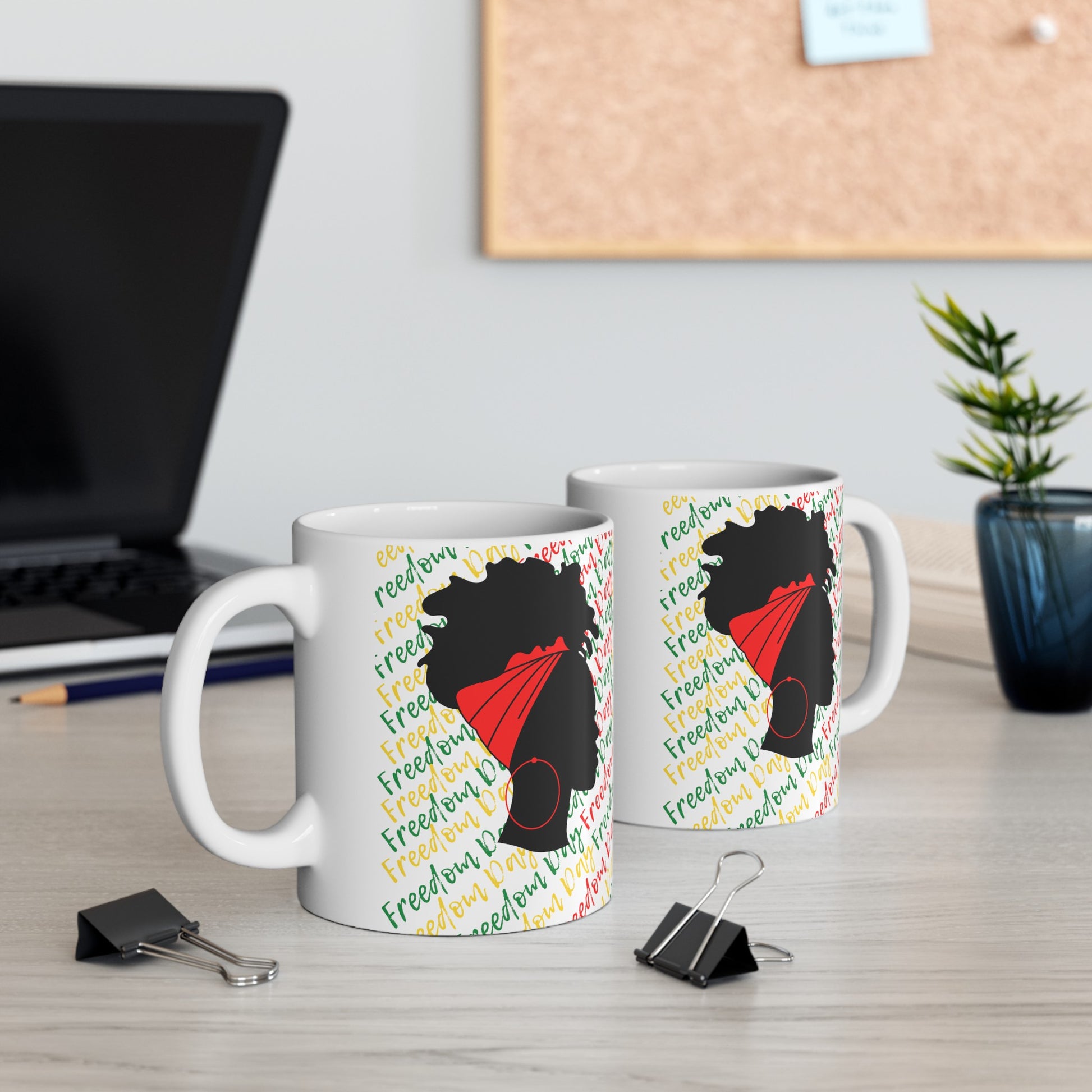 Freedom Day Silhouette Ceramic Mug, (11oz, 15oz) - Premium Mug from Printify - Just $10! Shop now at Novus Designs and Creations