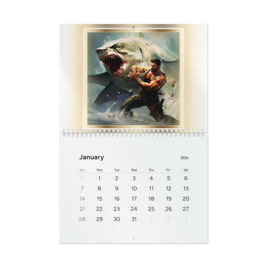 Manly Man Wall Calendar (2024) - Premium Calendar from Printify - Just $9.63! Shop now at Novus Designs and Creations