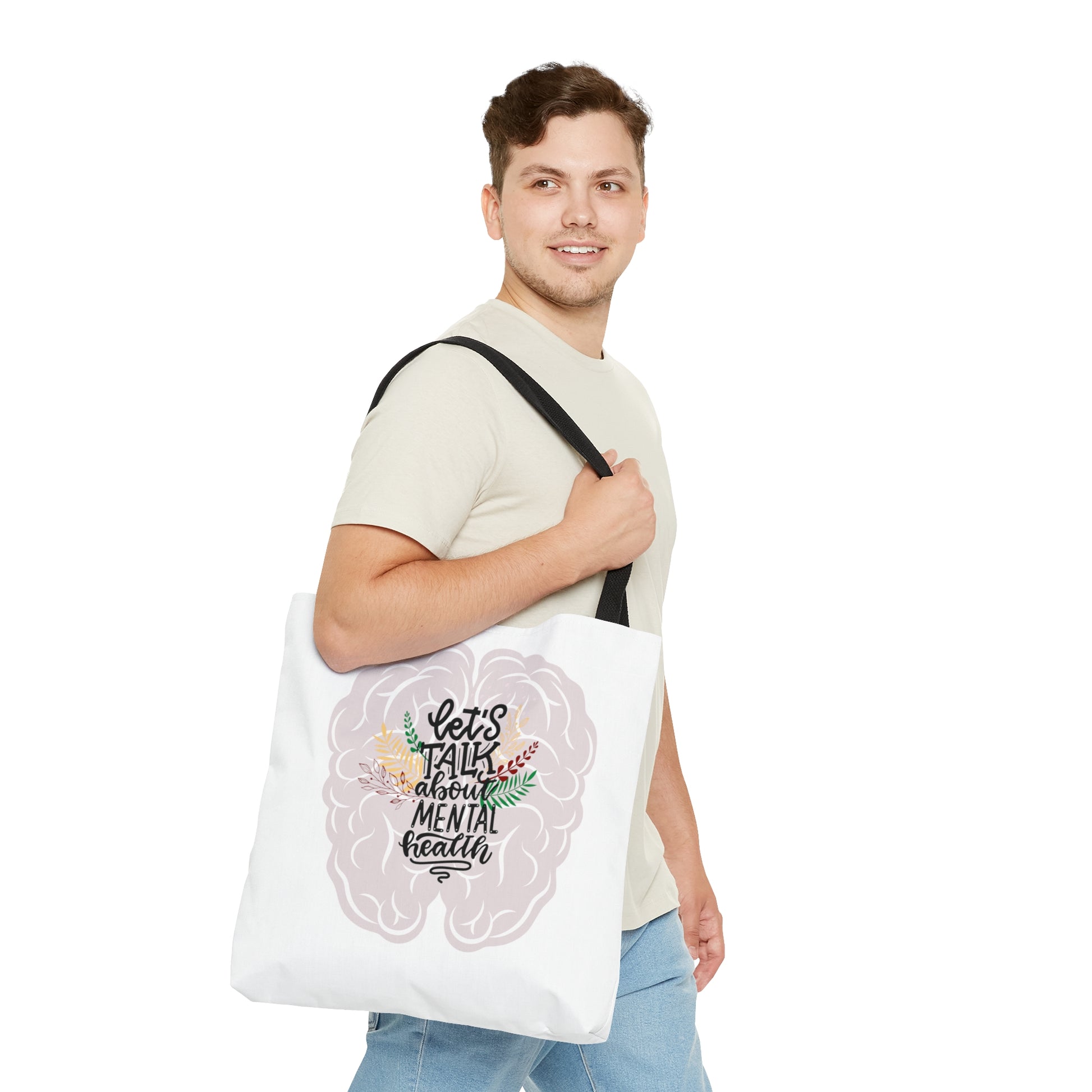 Let’s Talk About Mental Health Tote Bag - Premium Bags from Printify - Just $24.23! Shop now at Novus Designs and Creations