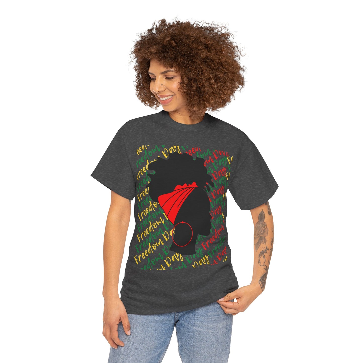 Freedom Day Silhouette Cotton Tee - Premium T-Shirt from Printify - Just $14.45! Shop now at Novus Designs and Creations