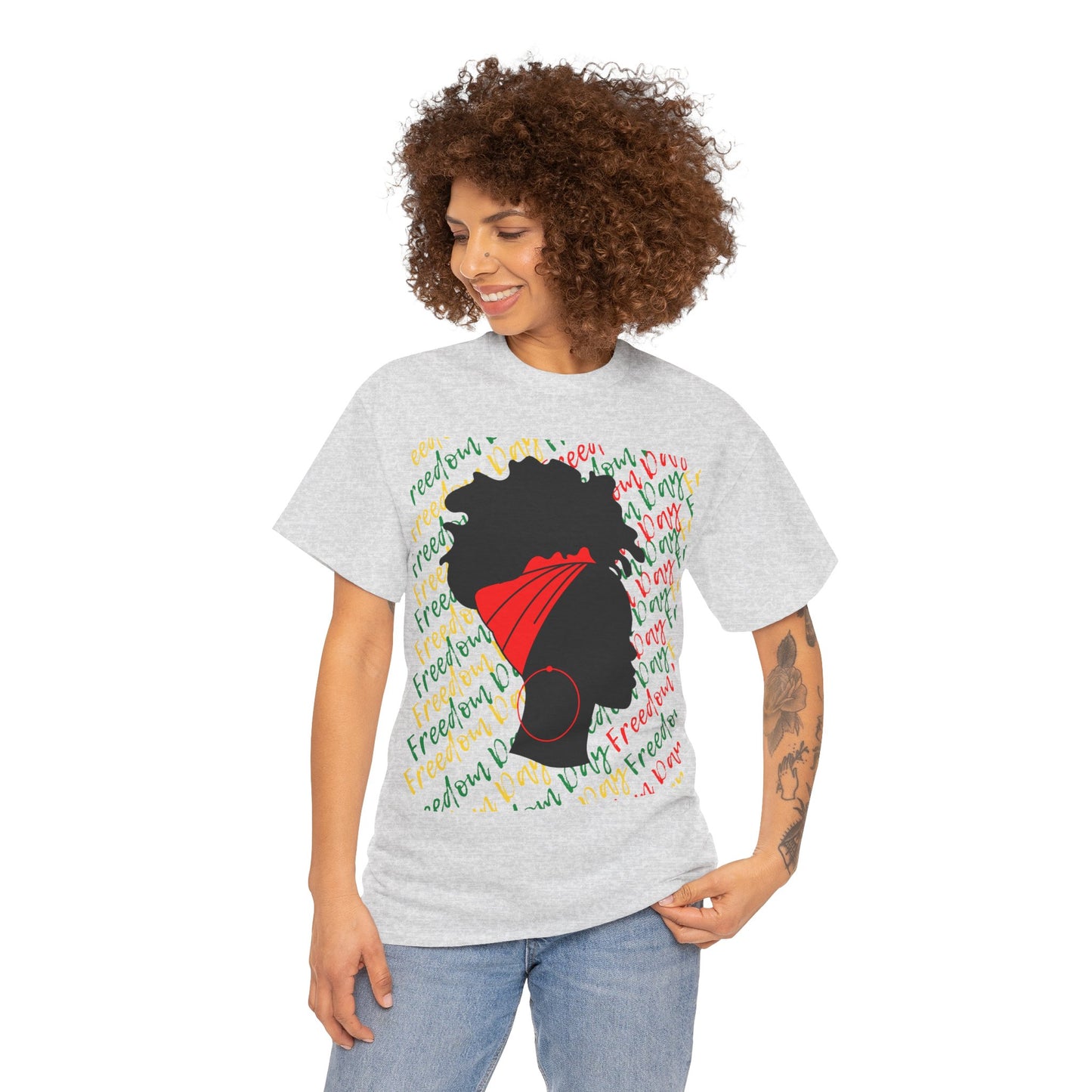 Freedom Day Silhouette Cotton Tee - Premium T-Shirt from Printify - Just $14.45! Shop now at Novus Designs and Creations