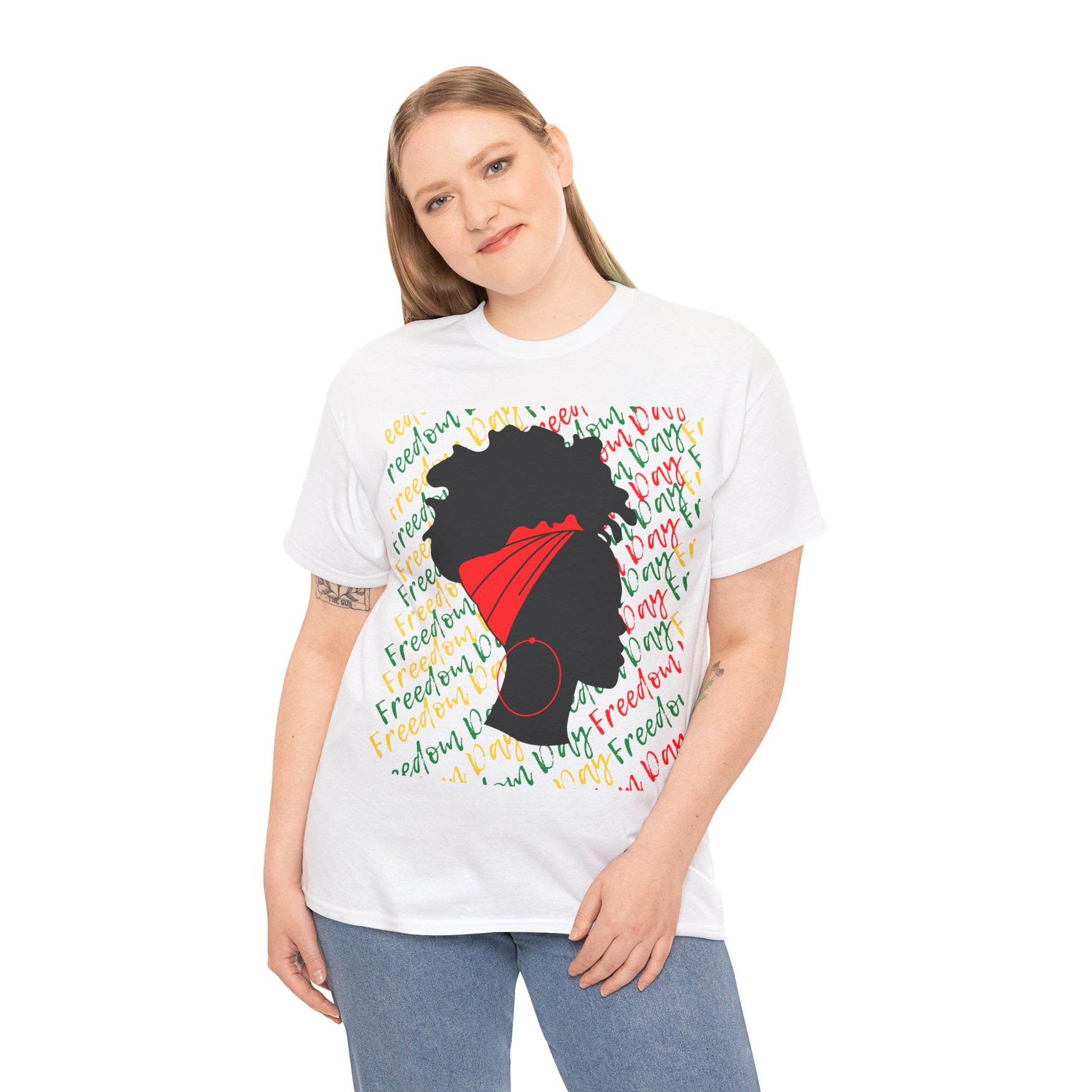 Freedom Day Silhouette Cotton Tee - Premium T-Shirt from Printify - Just $14.45! Shop now at Novus Designs and Creations