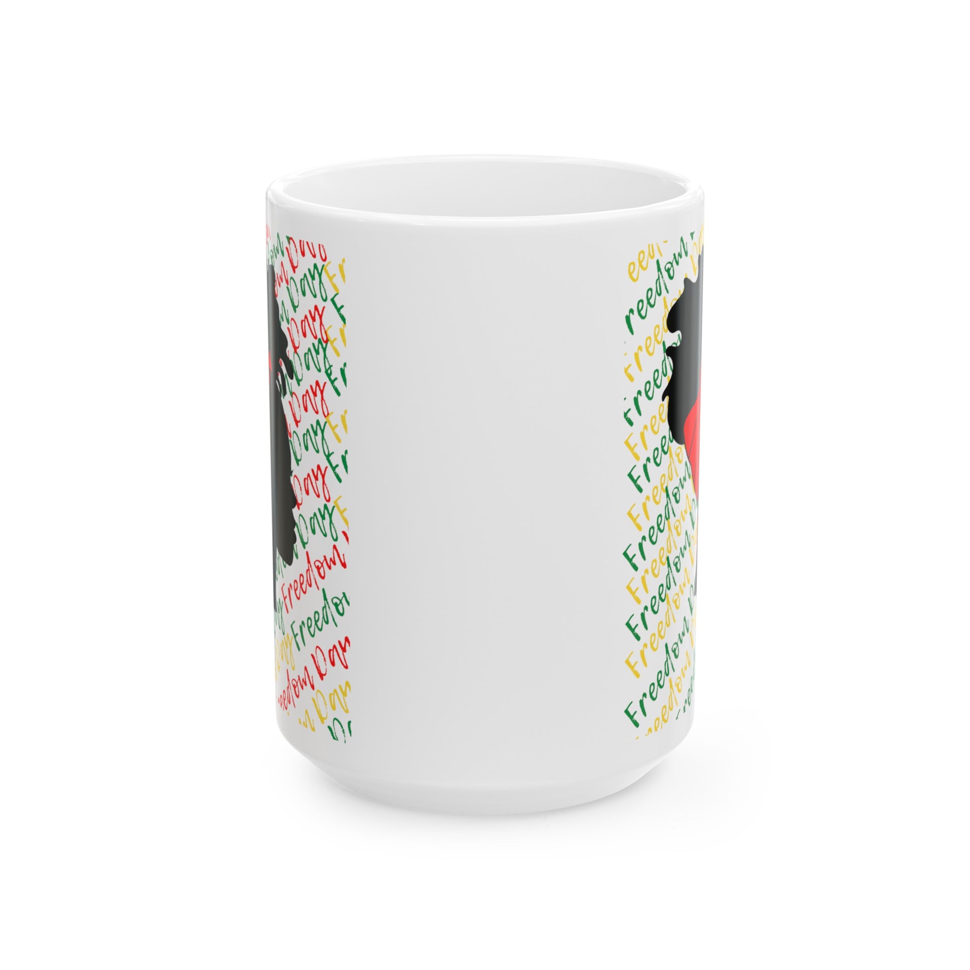 Freedom Day Silhouette Ceramic Mug, (11oz, 15oz) - Premium Mug from Printify - Just $10! Shop now at Novus Designs and Creations