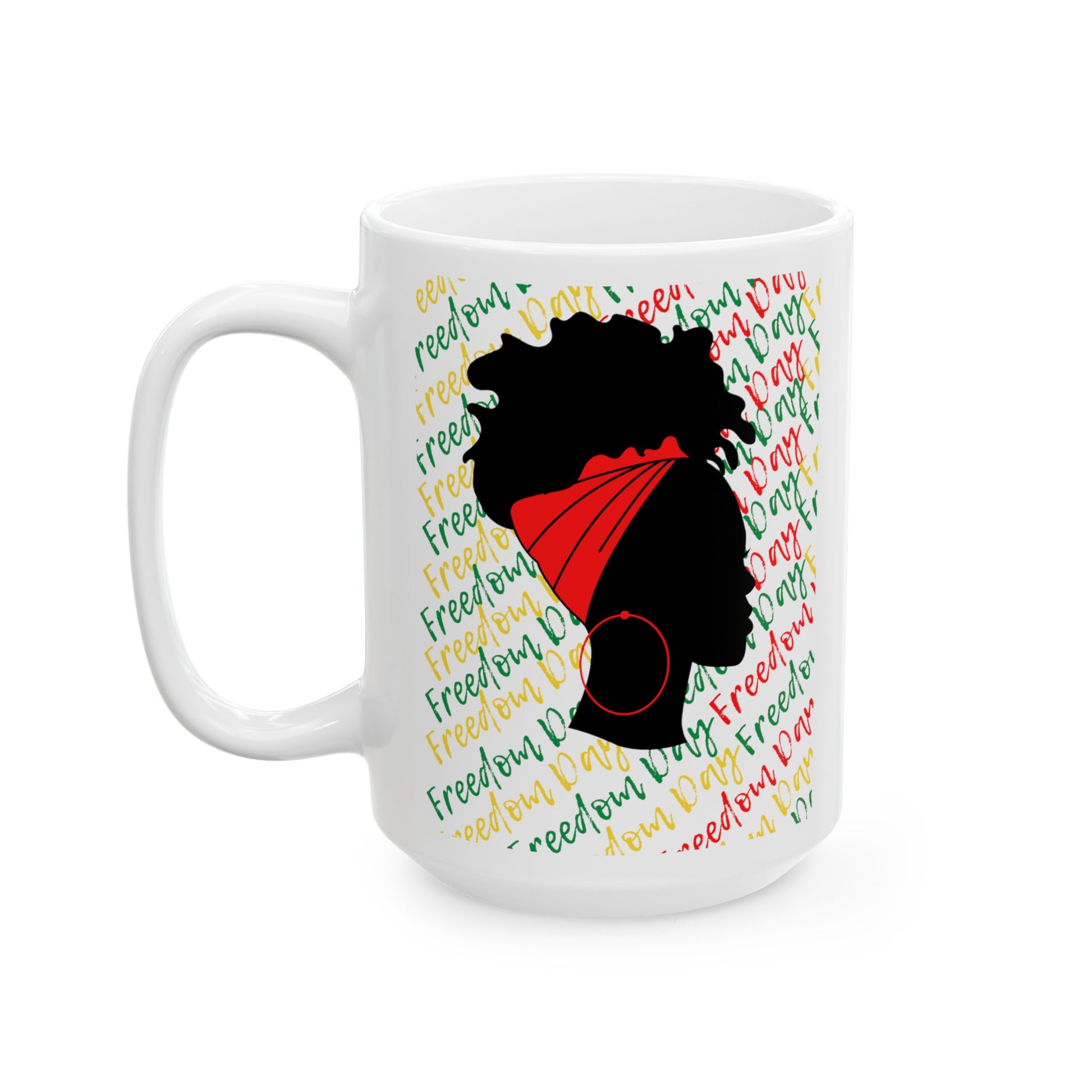 Freedom Day Silhouette Ceramic Mug, (11oz, 15oz) - Premium Mug from Printify - Just $10! Shop now at Novus Designs and Creations