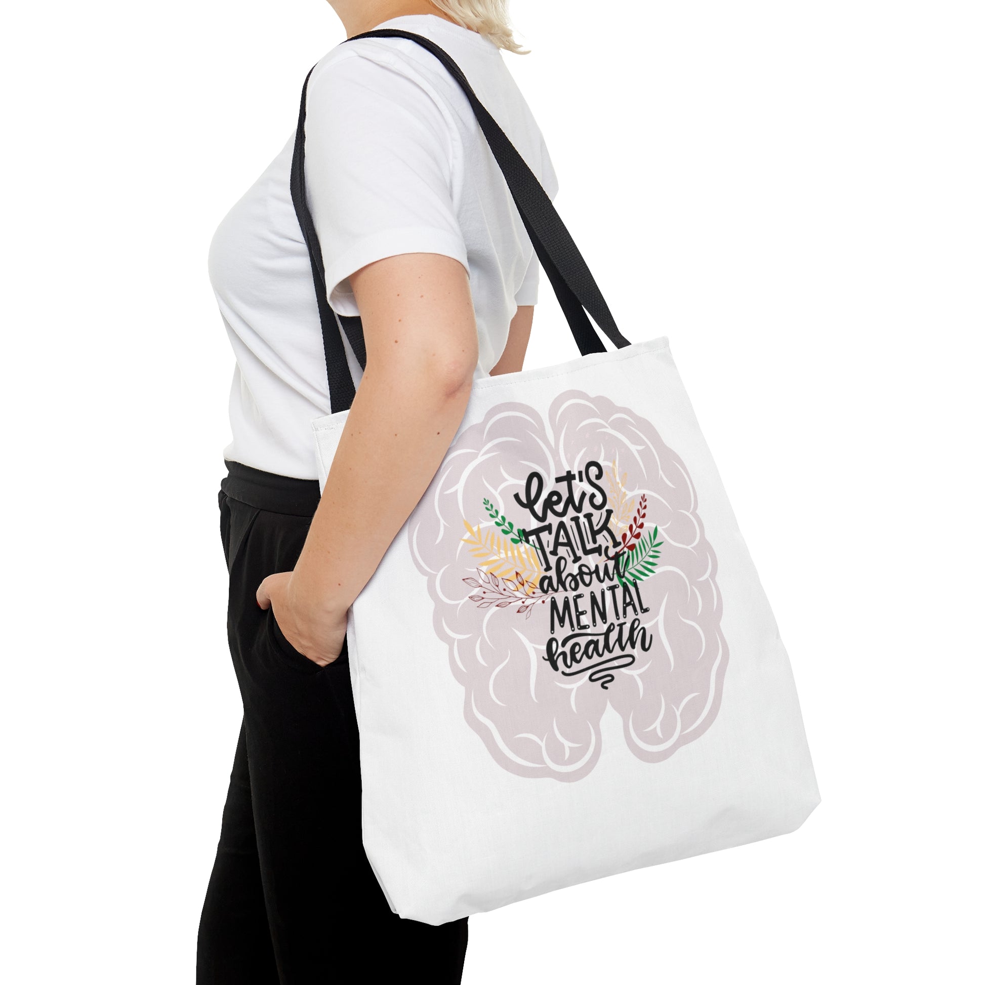 Let’s Talk About Mental Health Tote Bag - Premium Bags from Printify - Just $24.23! Shop now at Novus Designs and Creations