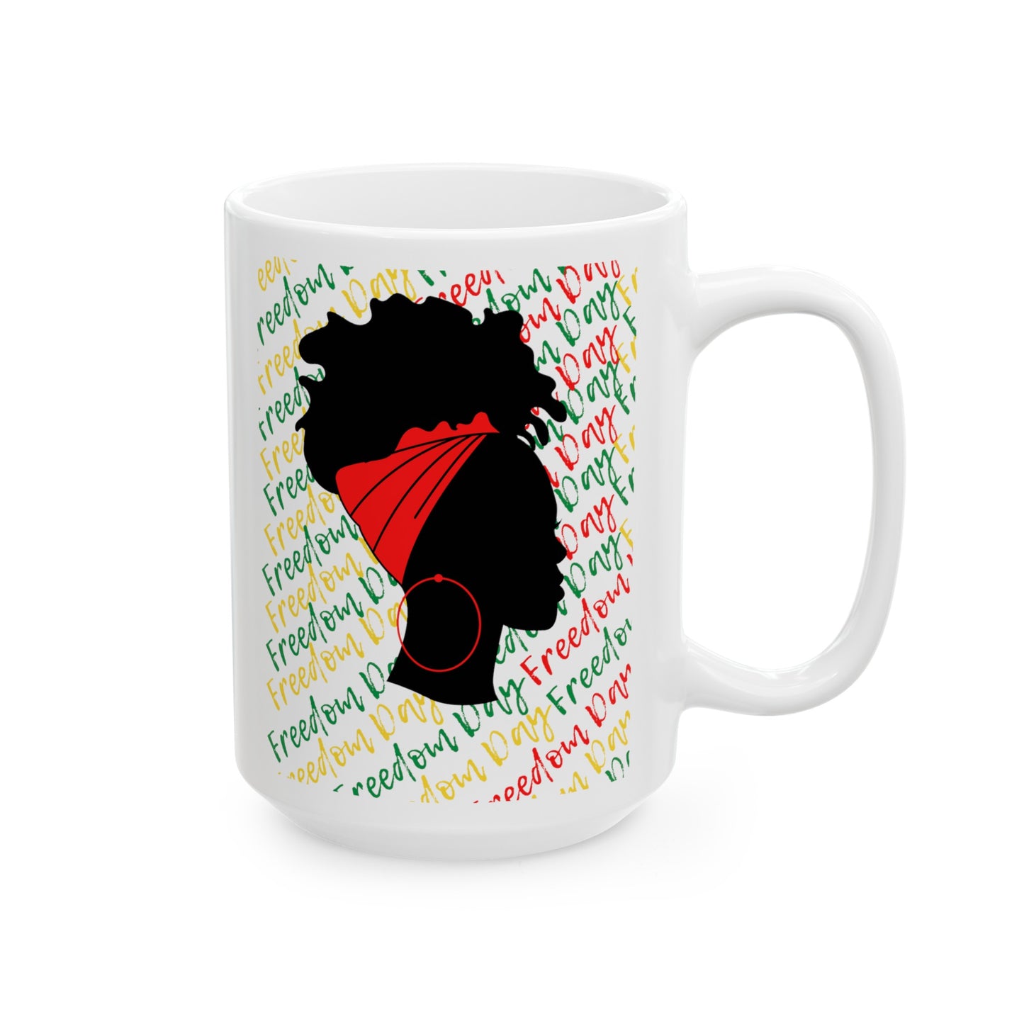 Freedom Day Silhouette Ceramic Mug, (11oz, 15oz) - Premium Mug from Printify - Just $10! Shop now at Novus Designs and Creations