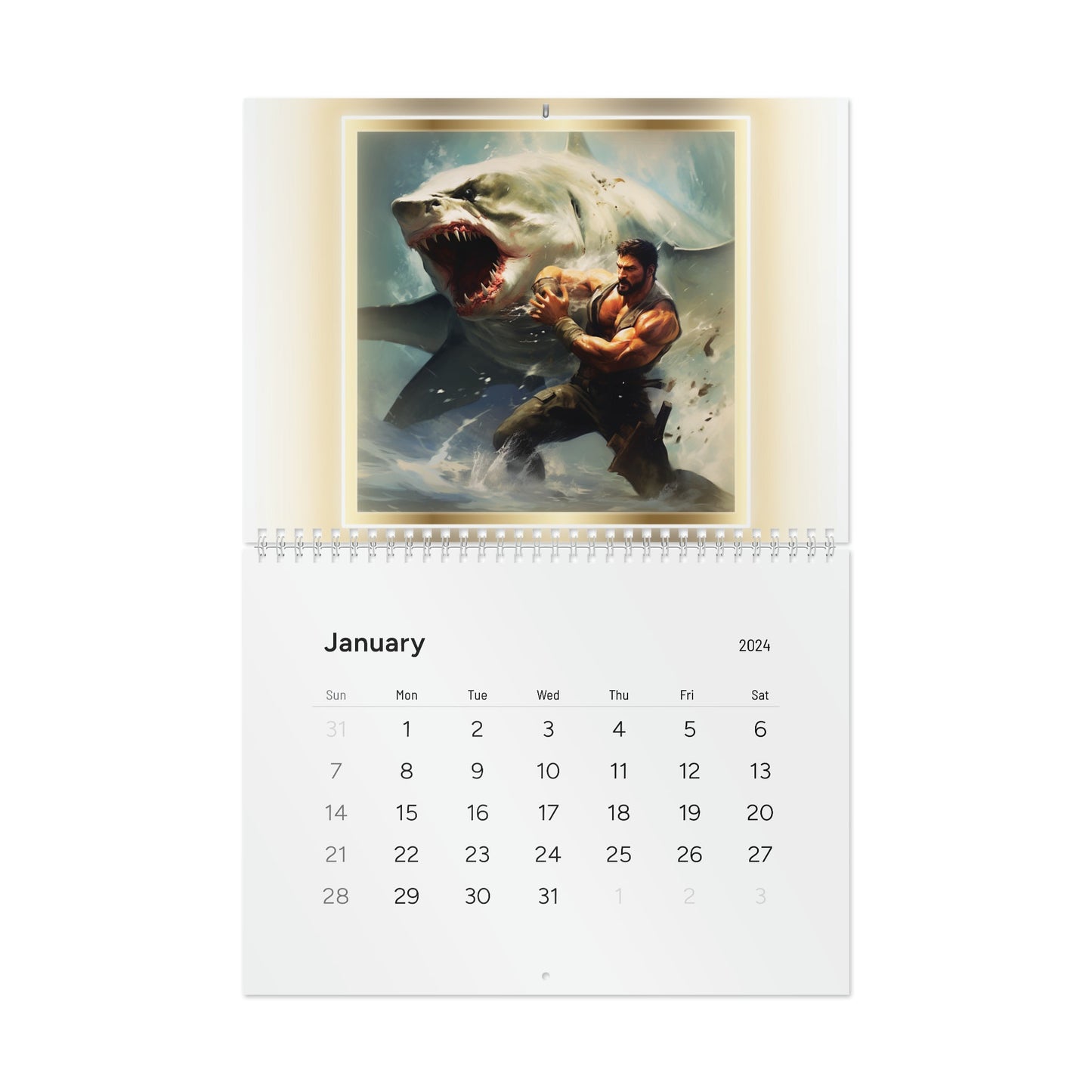 Manly Man Wall Calendar (2024) - Premium Calendar from Printify - Just $9.63! Shop now at Novus Designs and Creations