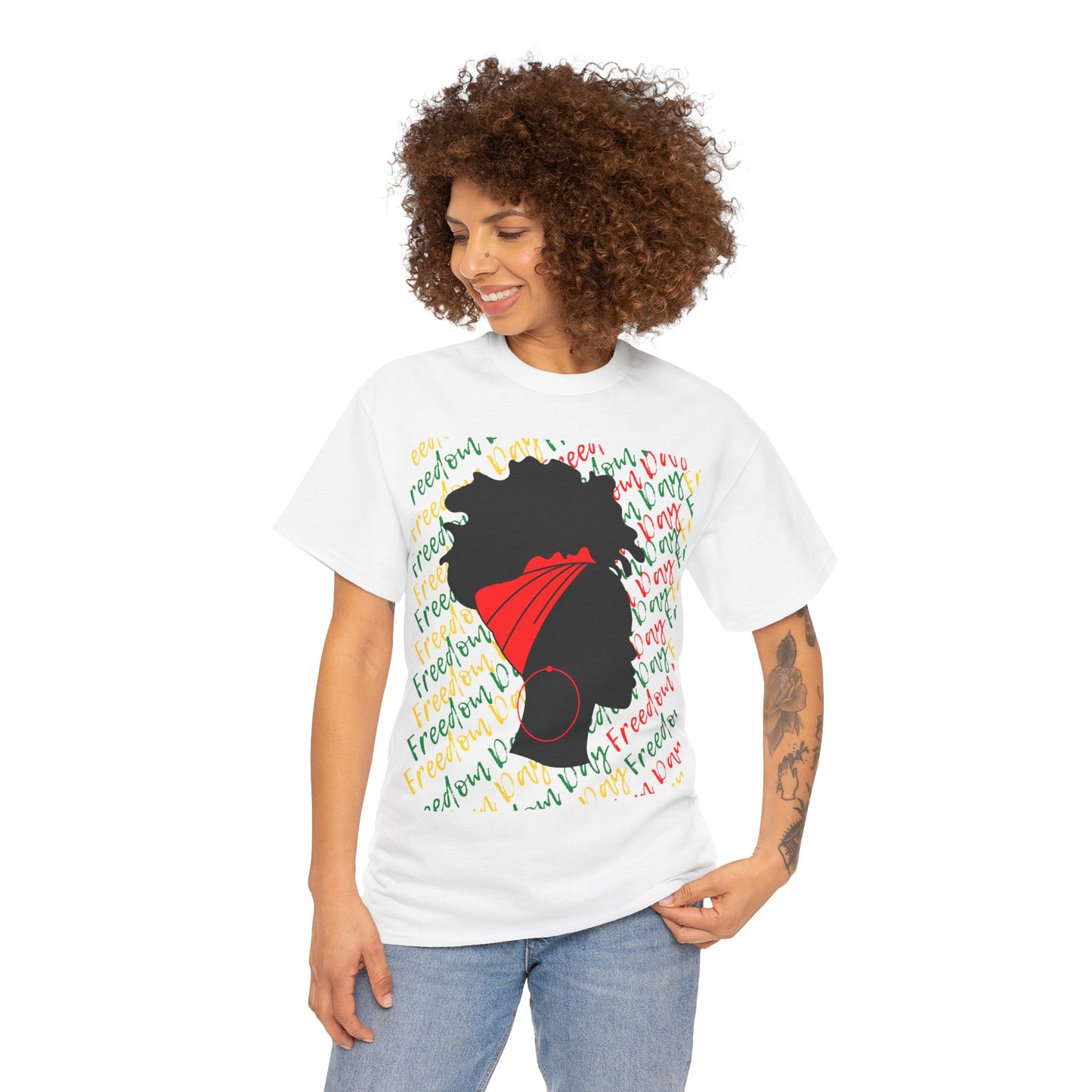 Freedom Day Silhouette Cotton Tee - Premium T-Shirt from Printify - Just $14.45! Shop now at Novus Designs and Creations