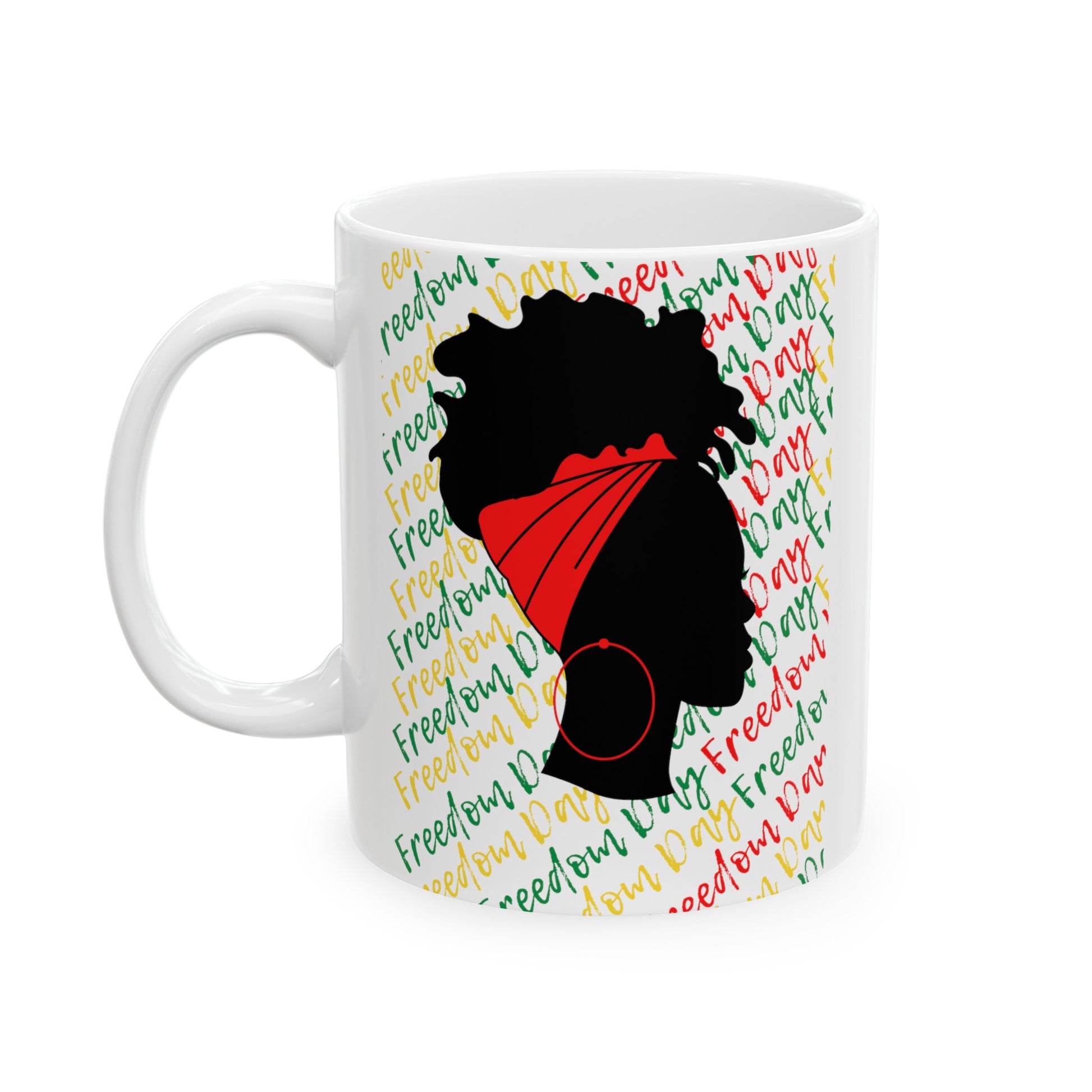 Freedom Day Silhouette Ceramic Mug, (11oz, 15oz) - Premium Mug from Printify - Just $10! Shop now at Novus Designs and Creations