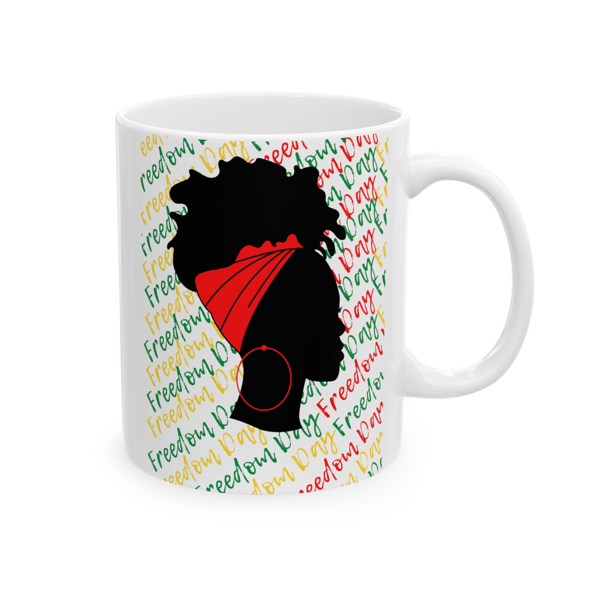 Freedom Day Silhouette Ceramic Mug, (11oz, 15oz) - Premium Mug from Printify - Just $10! Shop now at Novus Designs and Creations