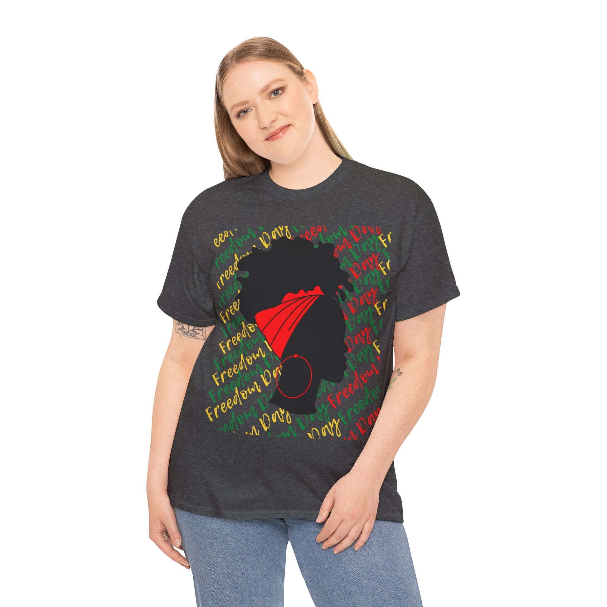 Freedom Day Silhouette Cotton Tee - Premium T-Shirt from Printify - Just $14.45! Shop now at Novus Designs and Creations